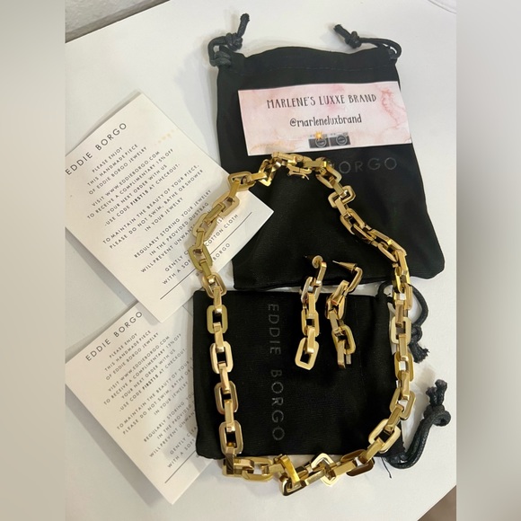 $675 Eddie Borgo Supra Link Necklace & Earrings - Picture 1 of 6